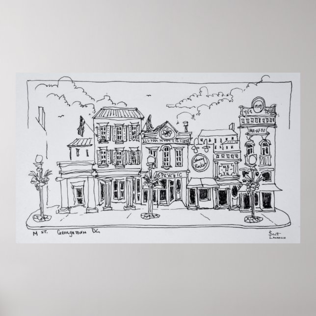 Póster Vista de la calle M en Georgetown, Washington DC. (Frente)