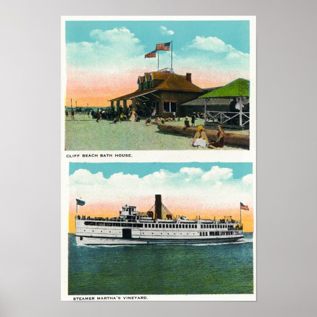 Póster Vista de la Casa de Baño Cliff Beach (Frente)