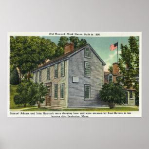 Póster Vista de la casa de Hancock Clark, Paul Revere Rod