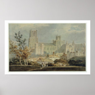 Póster Vista de la Catedral de Ely (lápiz y papel)