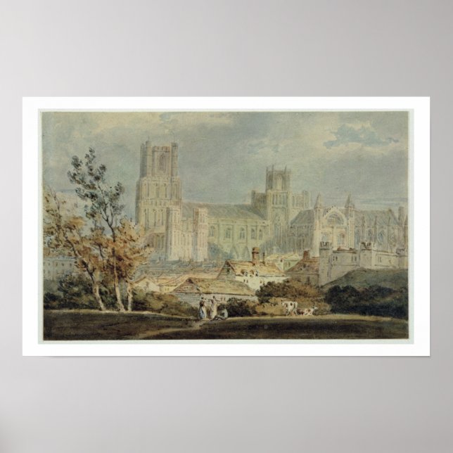 Póster Vista de la Catedral de Ely (lápiz y papel) (Frente)