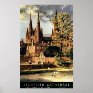 Póster Vista de la Catedral de Lichfield