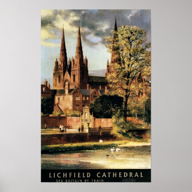 Póster Vista de la Catedral de Lichfield (Frente)