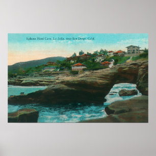 Póster Vista de la Cave de Cabeza EsfingeLa Jolla, CA