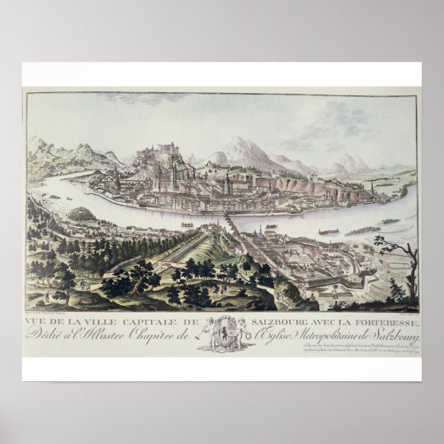 Póster Vista de la ciudad capital y la fortaleza de Salzb (Frente)