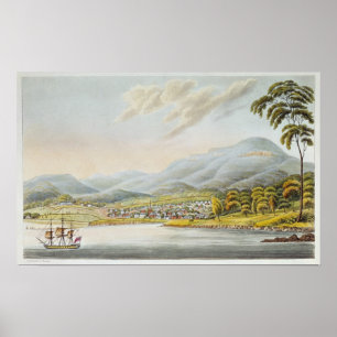 Póster Vista de la ciudad de Hobart, 1824