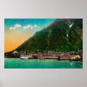 Póster Vista de la ciudad de Juneau, AlaskaJuneau, AK 2