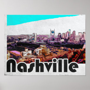 Póster Vista de la ciudad de Nashville Tennessee