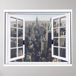 Póster Vista de la ciudad de Nueva York Ventana falsa
