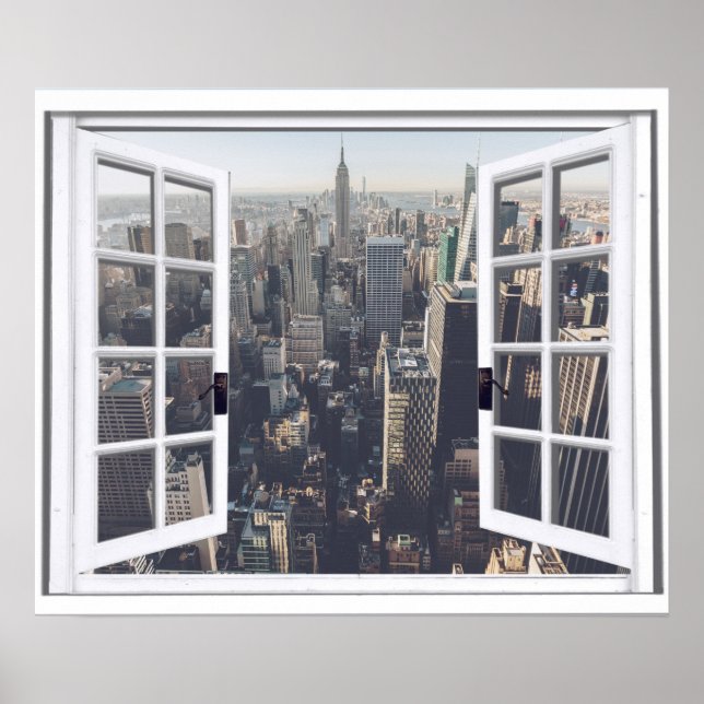 Póster Vista de la ciudad de Nueva York Ventana falsa (Frente)