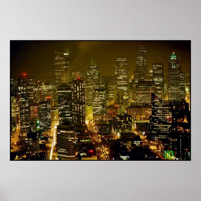 Póster Vista de la ciudad de Seattle (Frente)