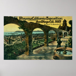 Póster Vista de la ciudad de una misión, expo de