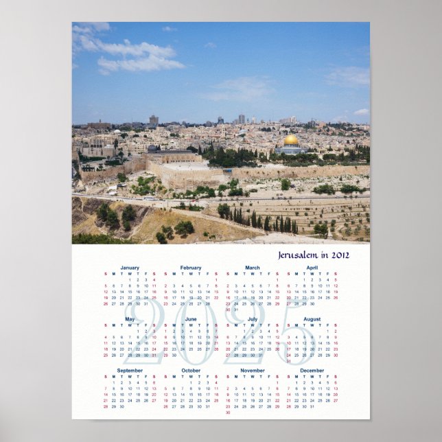 Póster Vista de la Ciudad Vieja de Jerusalén en 2012, Isr (Frente)