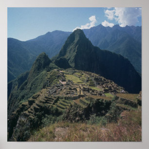 Póster Vista de la ciudadela en Machu Picchu