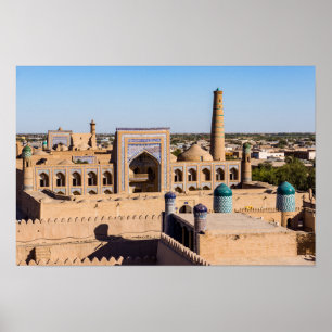 Póster Vista de la Ciudadela Kunya-ark - Khiva, Uzbekistá