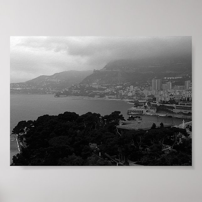 Póster Vista de la costa de Mónaco Monte Carlo (Frente)