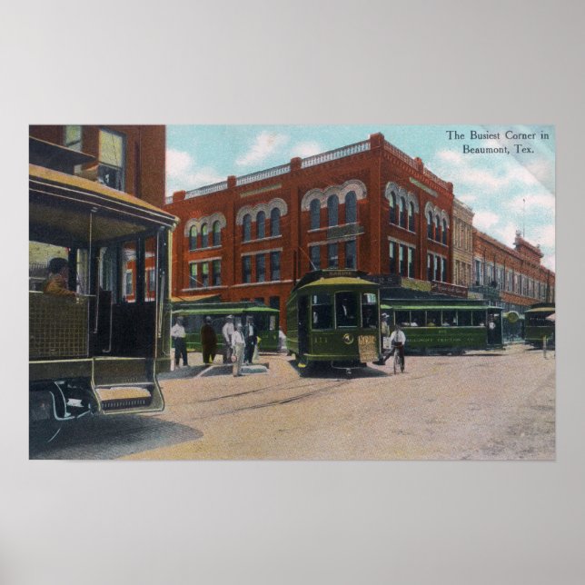 Póster Vista de la esquina más concurrida de Beaumont, TX (Frente)