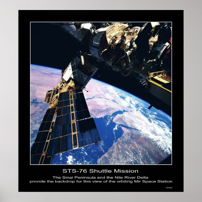 Póster Vista de la estación espacial Mir sobre la penínsu (Frente)