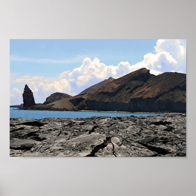 Póster Vista de la isla Bartolomé en las Islas Galápagos (Frente)