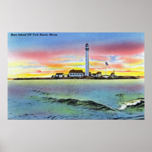 Póster Vista de la isla Boon y el faro desde York