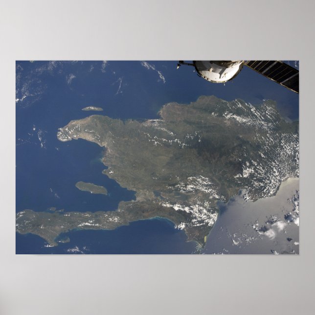 Póster Vista de la isla caribeña de La Española (Frente)