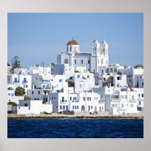 Póster Vista de la isla de Naoussa Village Paros