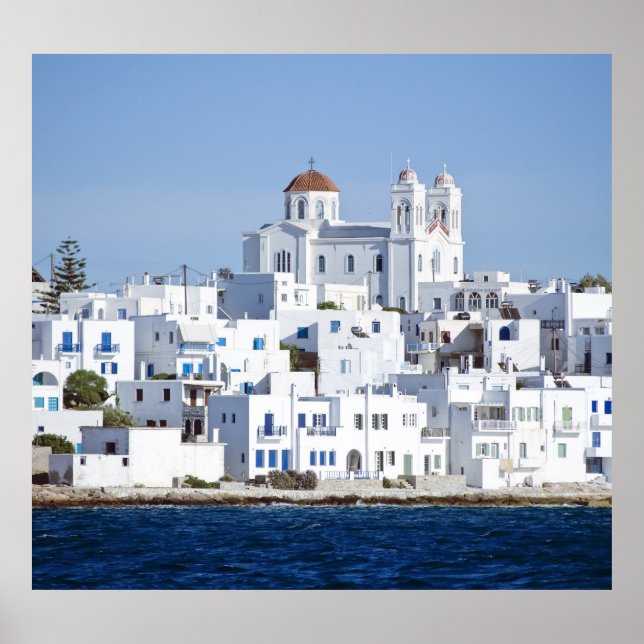 Póster Vista de la isla de Naoussa Village Paros (Frente)