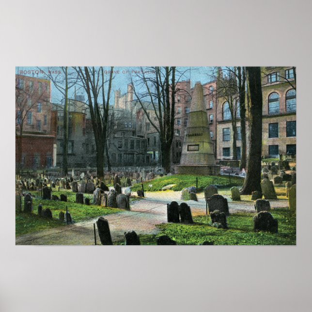 Póster Vista de la lápida de Ben Franklin (Frente)
