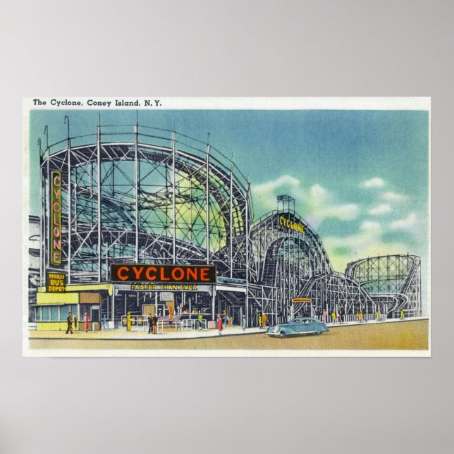 Póster Vista de la montaña rusa del ciclón # 2 (Frente)