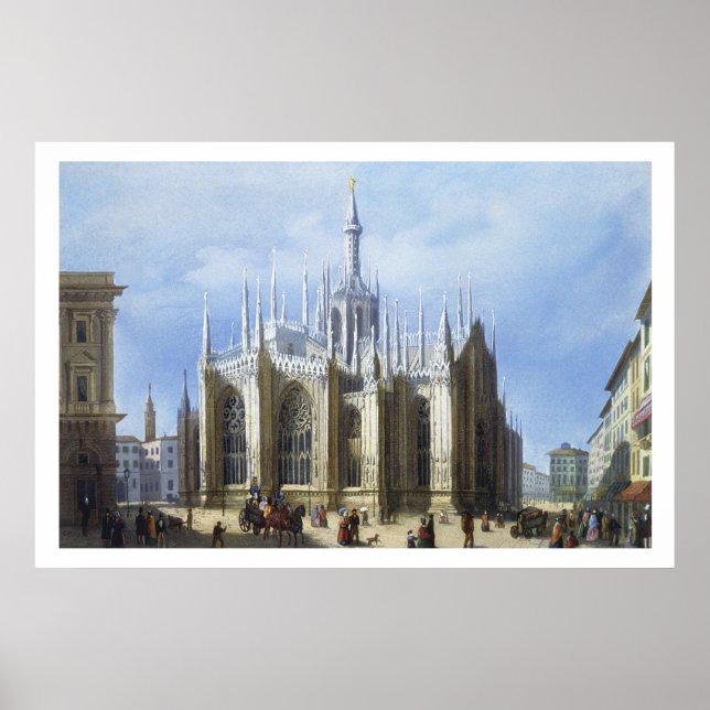 Póster Vista de la parte trasera de la Catedral de Milán  (Frente)