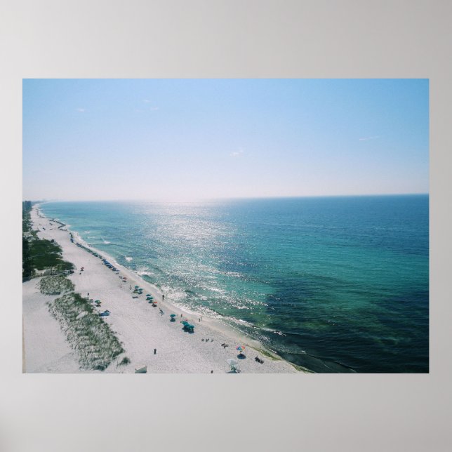 Póster Vista de la playa de la mañana (Frente)