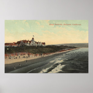 Póster Vista de la playa y del Hotel Redondo