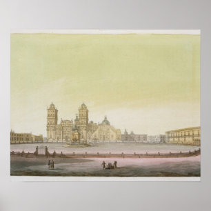 Póster Vista de la plaza principal de la Ciudad de México