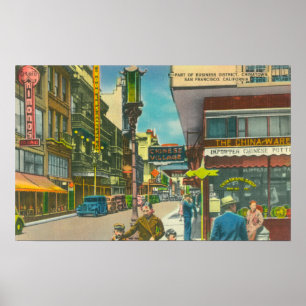 Póster Vista de la sección del negocio de Chinatown