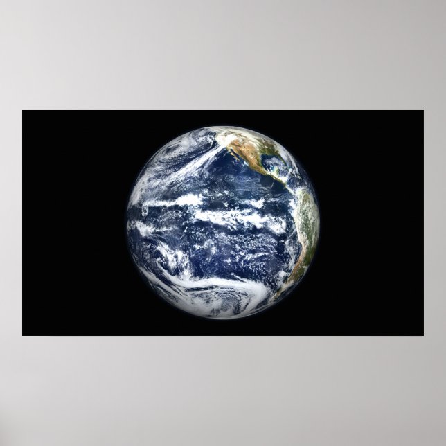 Póster Vista de la Tierra Plena centrada sobre el océano  (Frente)