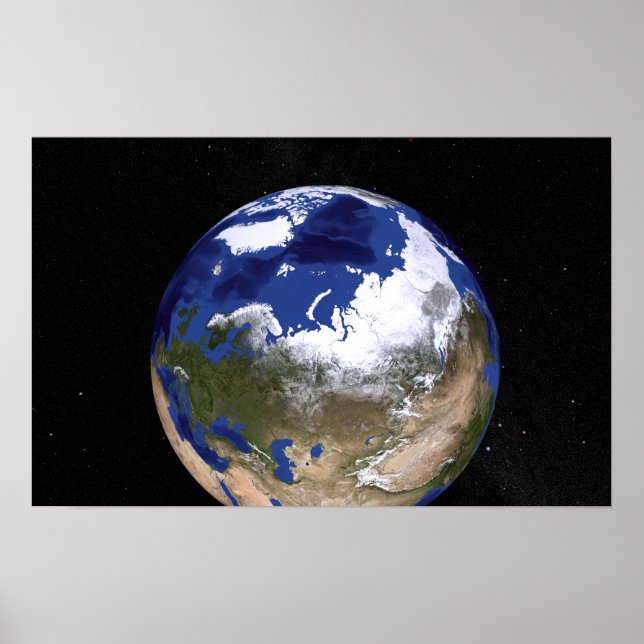 Póster Vista de la Tierra que muestra la región del Ártic (Frente)