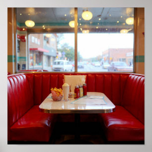 Póster Vista de la ventana de Diner Booth - Calle de la c