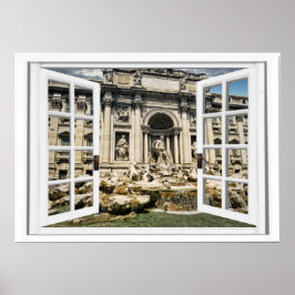 Póster Vista de la ventana de la Fontana de Trevi