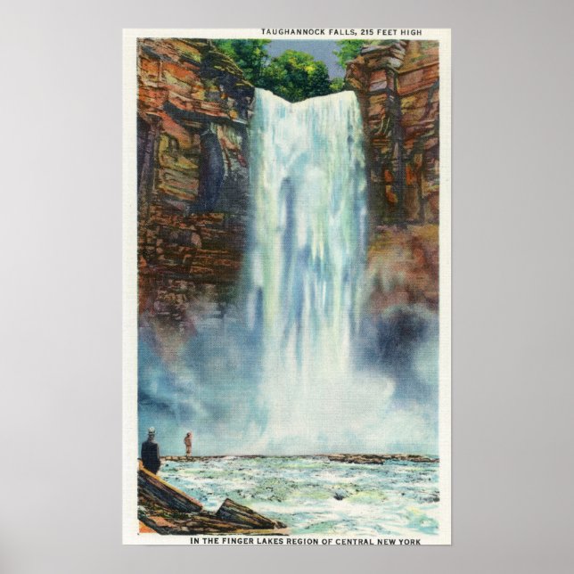 Póster Vista de las caídas de taughannock desde abajo (Frente)