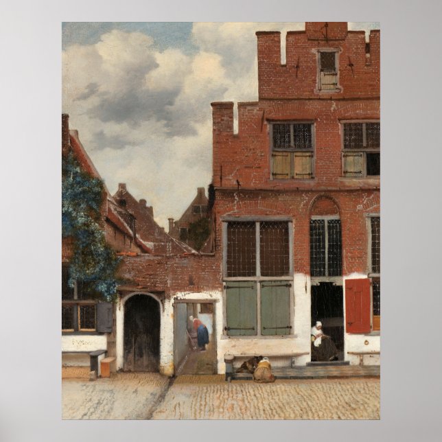 Póster Vista de las casas en Delft (La calle pequeña) (Frente)