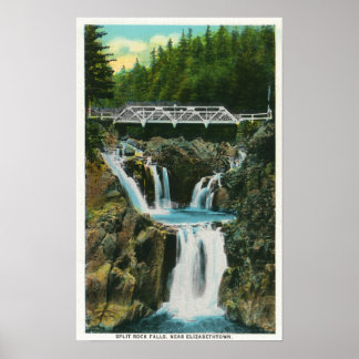 Póster Vista de las Cataratas de Rock de Split y el Puent