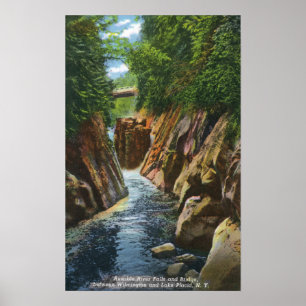 Póster Vista de las cataratas del río Ausble y el puente