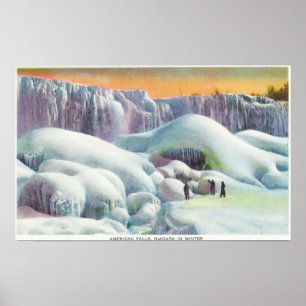 Póster Vista de las cataratas norteamericanas en invierno
