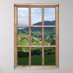 Póster Vista de las estribaciones alpinas desde una venta