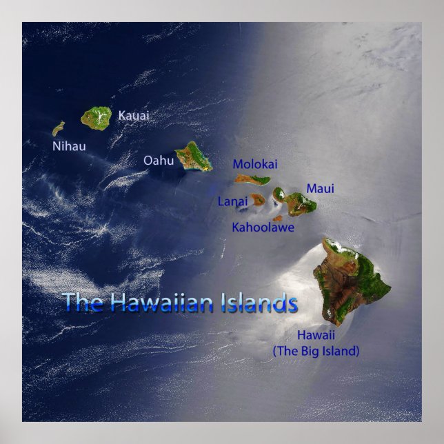Póster Vista de las Islas Hawái (Frente)