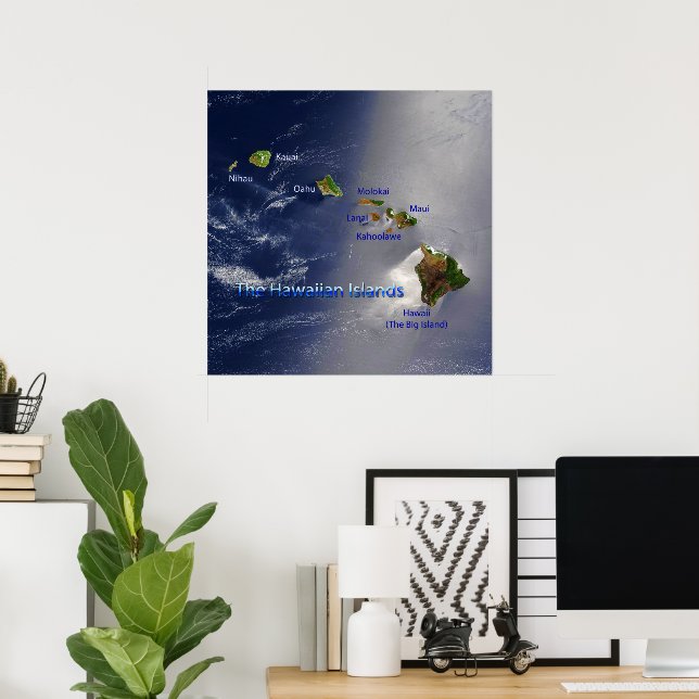 Póster Vista de las Islas Hawái (Oficina en casa)