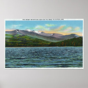 Póster Vista de las montañas Snowy desde la carretera del