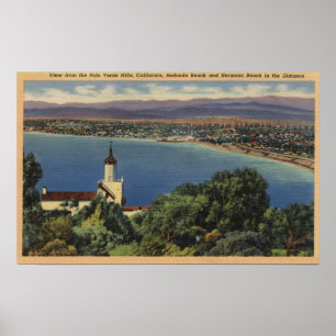 Póster Vista de las playas de Redondo y Hermosa, Californ