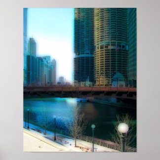 Póster Vista de las Torres Marina en Chicago