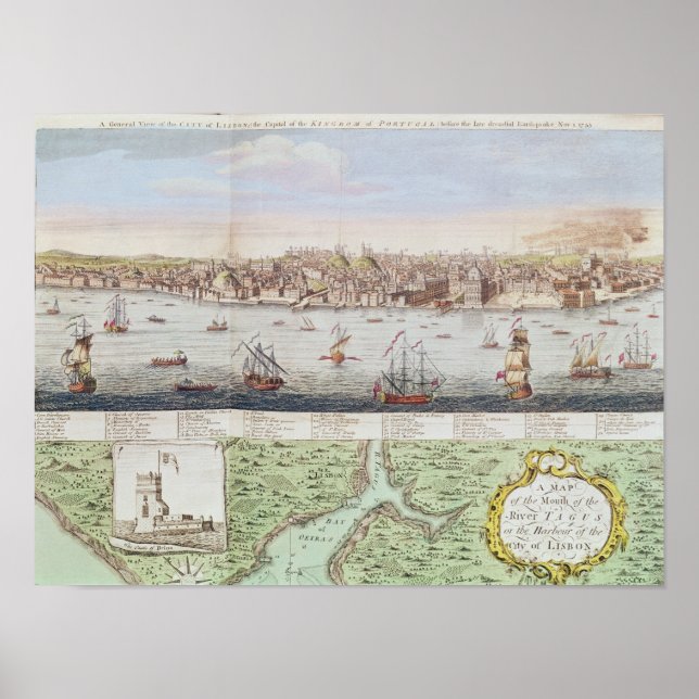 Póster Vista de Lisboa, 1755 (Frente)